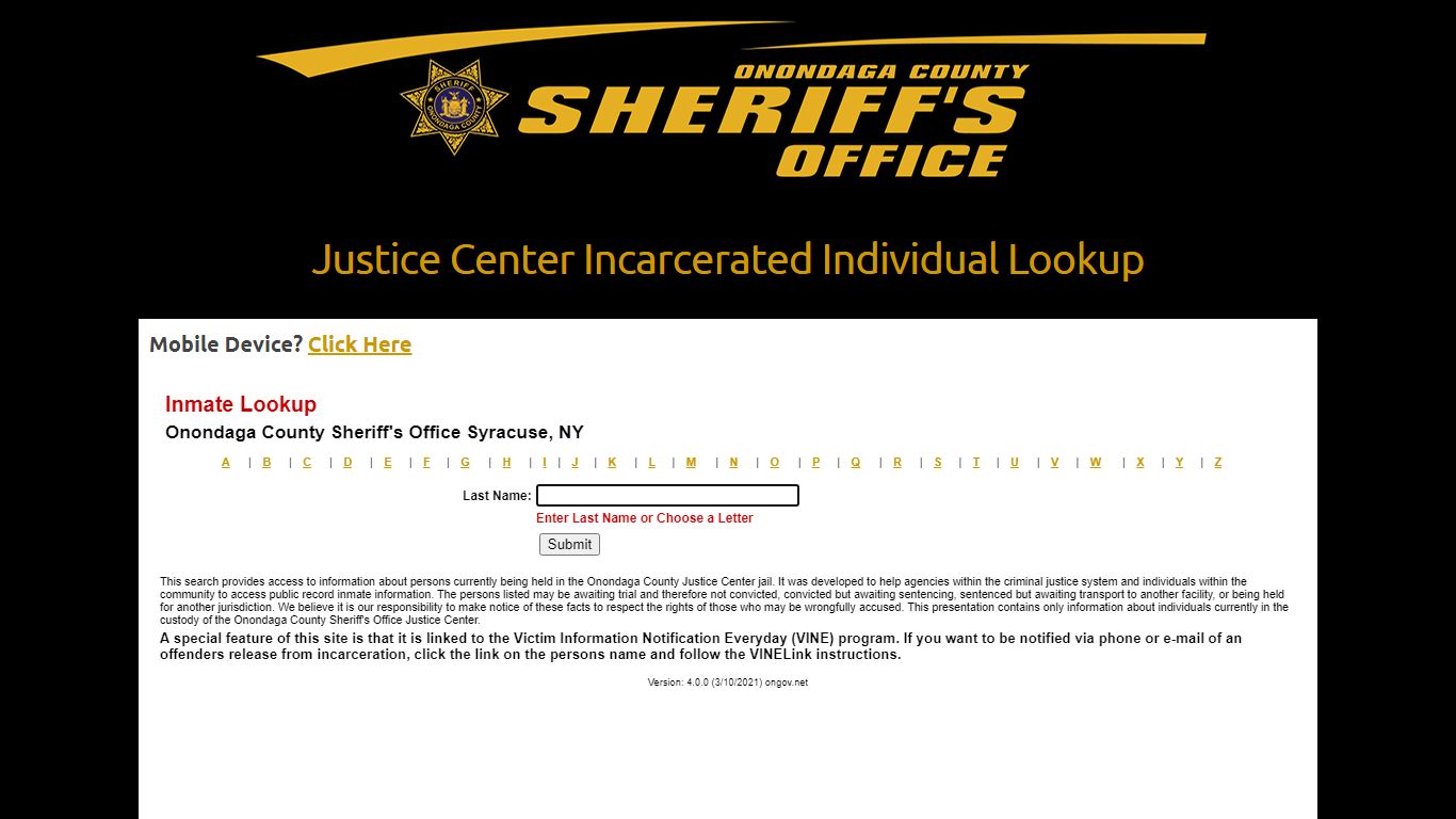 Justice Center Incarcerated Individual Lookup – Onondaga County Sheriff ...