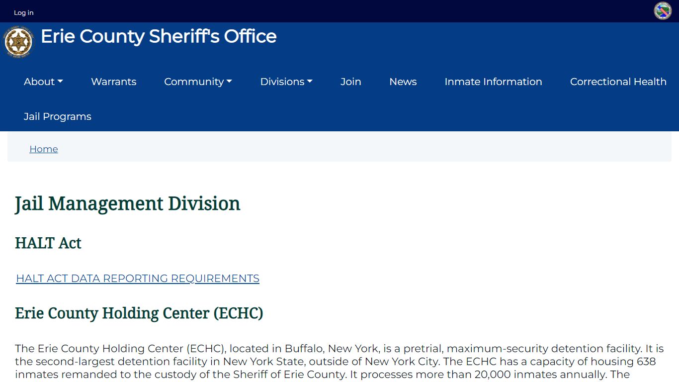 Jail Management Division | Erie County Sheriff's Office